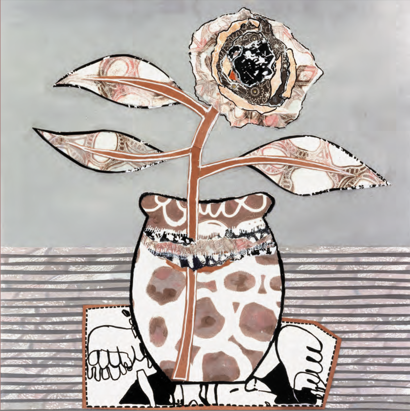 uniek, kunstwerk, bloemen, voor aan de muur, kleur, acrylverf, monoprint