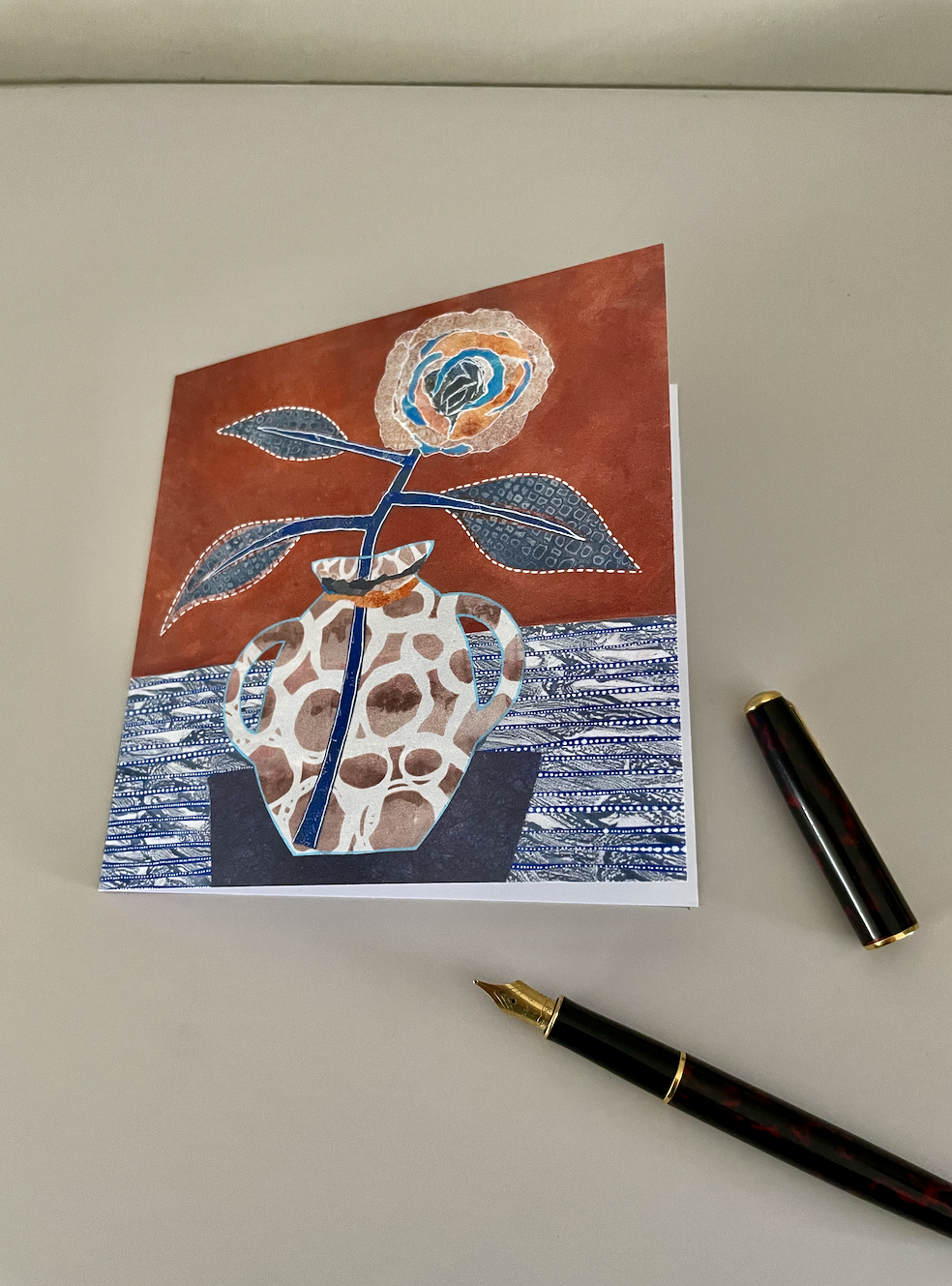 uniek, collage, kunst acrylverf, papier mono print
